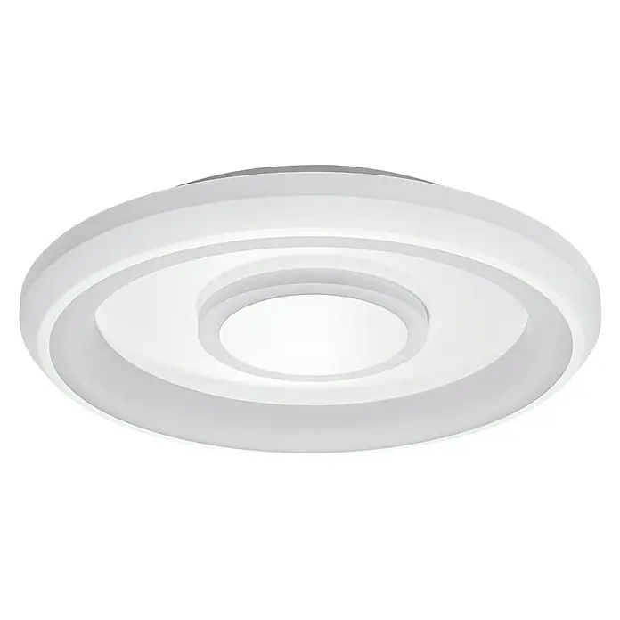 Ledvance LED-Deckenleuchte rund - 32 W, Ø x H: 48,5 x 8 cm, Weiß, Mehrfarbig - Nahaufnahme einer runden, weißen LED-Deckenleuchte, die ein modernes und minimalistisches Design für Innenräume zeigt.