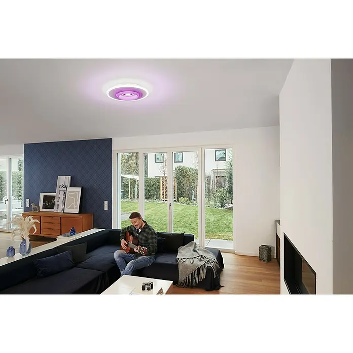 Ledvance LED-Deckenleuchte rund - 32 W, Ø x H: 50 x 10 cm, Weiß, RGBW - Moderne Wohnraumleuchte mit farbiger Lichtoption, ideal für stimmungsvolle Beleuchtung und als dekoratives Element im Wohnbereich.