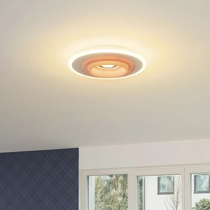 Ledvance LED-Deckenleuchte rund - 32 W, Ø x H: 50 x 10 cm, Weiß, RGBW - Moderne Deckenleuchte mit konzentrischen Kreisen in Weiß und Kupfer, die ein warmes, einladendes Licht spendet.
