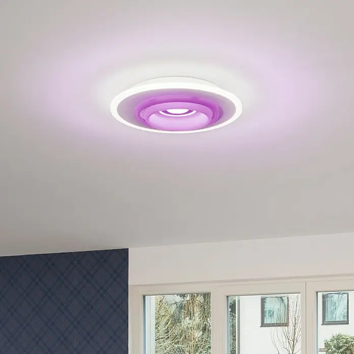Ledvance LED-Deckenleuchte rund - 32 W, Ø x H: 50 x 10 cm, Weiß, RGBW - Elegante, runde Deckenleuchte mit farbiger Innenbeleuchtung, die jedem Raum eine moderne Note verleiht. Ideal für stimmungsvolle Beleuchtung.