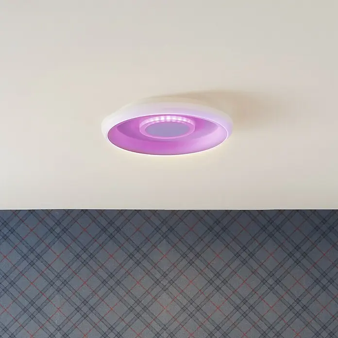 Ledvance LED-Deckenleuchte rund - 32 W, Ø x H: 48,5 x 8 cm, Weiß, Mehrfarbig - Moderne Deckenleuchte mit farbwechselndem LED-Licht, das ein stimmungsvolles Ambiente schafft. Perfekt für ein modernes Zuhause.