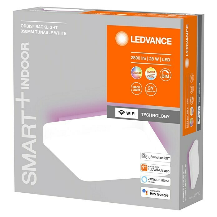 Ledvance LED-Deckenleuchte (28 W, L x B x H: 35 x 35 x 9 cm, Weiß, RGBW) | BAUHAUS