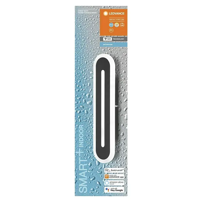 Ledvance Smart+ WiFi LED-Wandleuchte13 W, L x B x H: 30 x 7 x 5 cm, Schwarz, Warmweiß - Produktbild der LEDVANCE ORBIS BATH 300MM TUNABLE WHITE Leuchte, die sich ideal für Ihr Badezimmer eignet und mit Smart Home kompatibel ist.