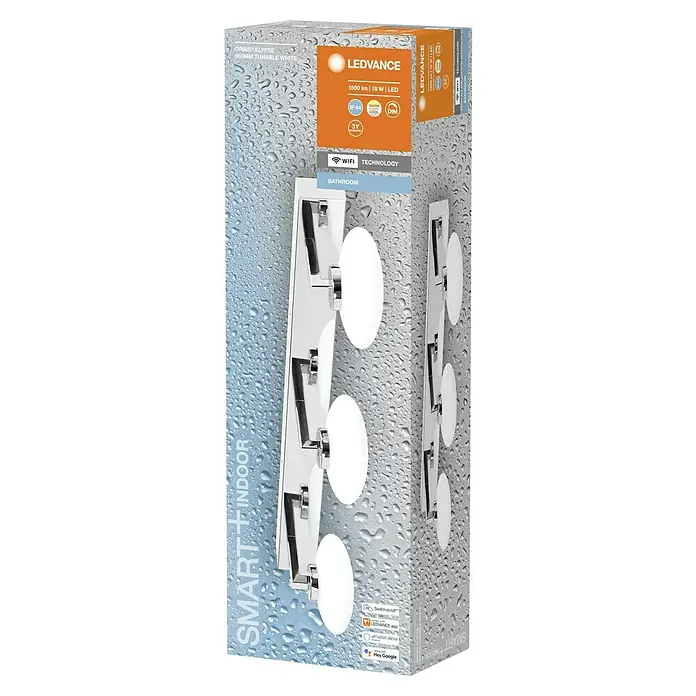 Ledvance LED-Wandleuchte - 18 W, L x B x H: 56 x 8,8 x 16,6 cm, Silber, Mehrfarbig, 1 Stk. - Die LEDVANCE Orbis Elypse 560mm Tunable White, eine smarte Indoor-Leuchte für Ihr Zuhause, präsentiert in der Produktverpackung.