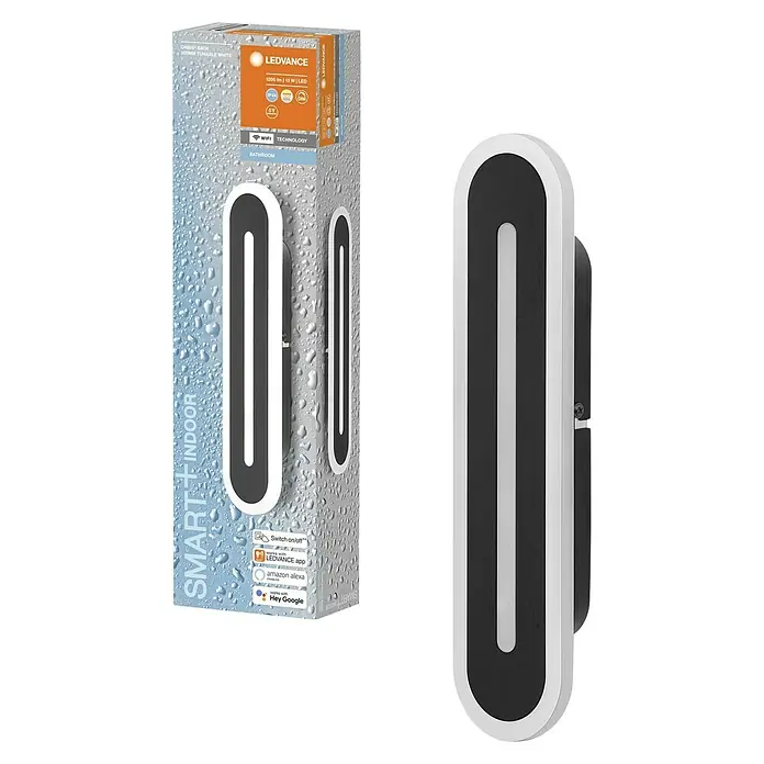 Ledvance Smart+ WiFi LED-Wandleuchte13 W, L x B x H: 30 x 7 x 5 cm, Schwarz, Warmweiß