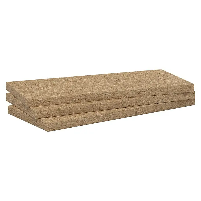 Rockwool Lana de roca semirrígida Sonorock Eco - 135 cm x 60 cm x 40 mm, 12,96 m² - Tres paneles de aislamiento de lana natural apilados. Ideal para aislamiento térmico y acústico en proyectos de construcción.