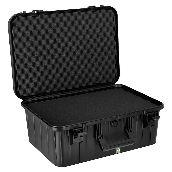 Wasserdichter Koffer EKO90 - L x B x H: 520 x 350 x 210 mm, Mit Würfelschaumstoffeinlage, Grau, Kunststoff - Schwarzer Hartschalenkoffer mit Schaumstoffeinlage, ideal für den sicheren Transport empfindlicher Gegenstände.