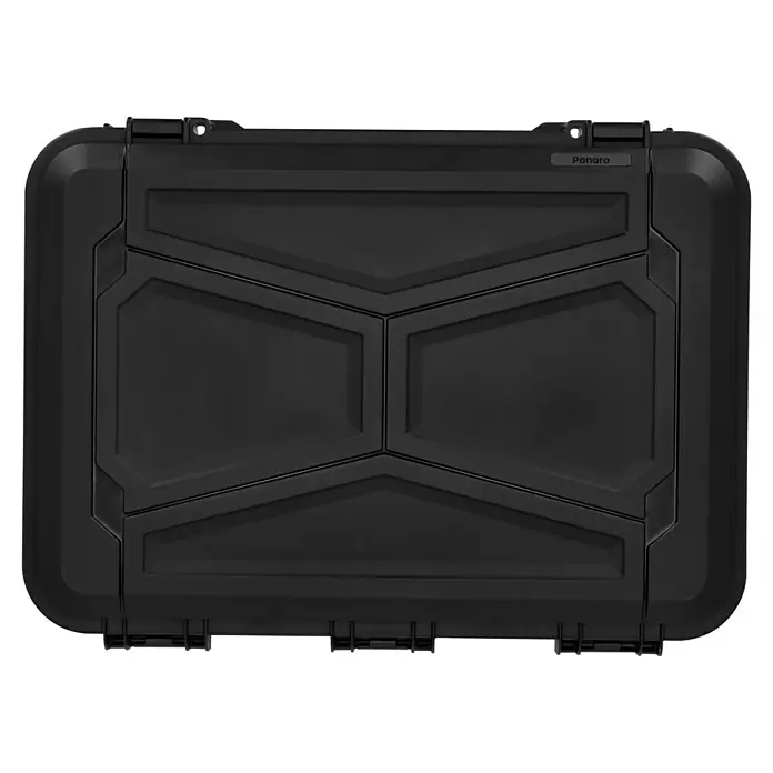Wasserdichter Koffer EKO90D - L x B x H: 520 x 350 x 210 mm, Ohne Schaumstoffeinlage, Grau, Kunststoff - Schwarzer Panaro-Koffer, robust und stoßfest, ideal für den sicheren Transport empfindlicher Gegenstände. Mit verstärkten Kanten und stabilen Verschlüssen.