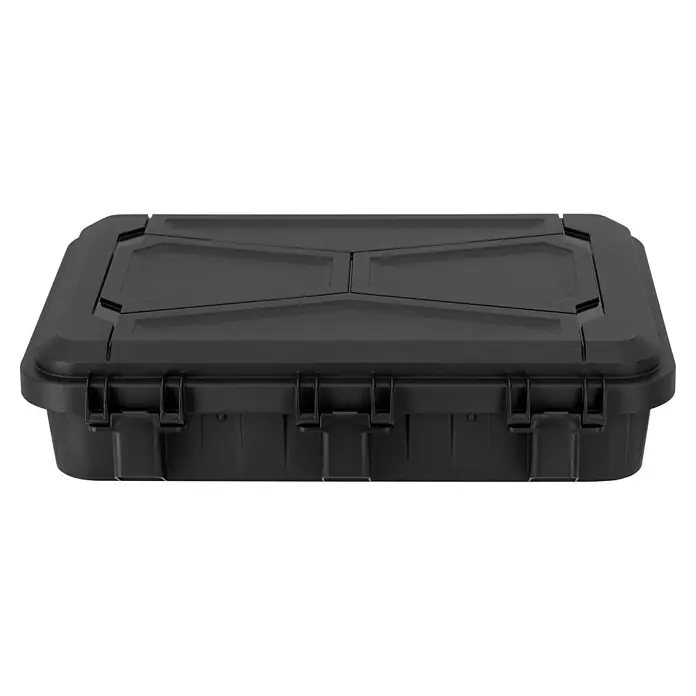 Wasserdichter Koffer EKO90 - L x B x H: 520 x 350 x 125 mm, Mit Würfelschaumstoffeinlage, Grau, Kunststoff - Schwarze Aufbewahrungsbox aus robustem Kunststoff mit Deckel und Verschlüssen, ideal für den Transport und die Lagerung.