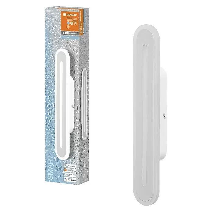 Ledvance Smart+ WiFi LED-Wandleuchte - 17 W, L x B x H: 40 x 7 x 5 cm, Weiß, Warmweiß - Diagonale Ansicht