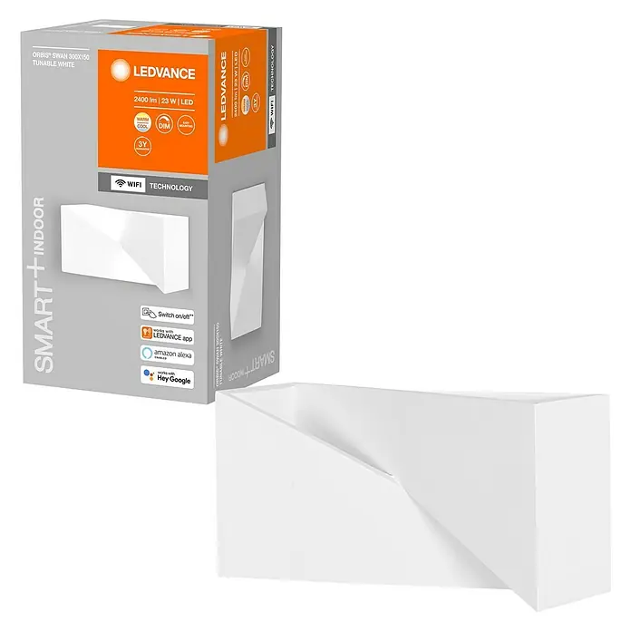 Ledvance LED-Wandleuchte - 23 W, L x B x H: 30 x 15 x 10,5 cm, Weiß, Mehrfarbig - Produktbild: Die LEDVANCE Smart+ Indoor Wandleuchte, Modell Orbis Swan 300x150, tunable white, für ein modernes Ambiente.