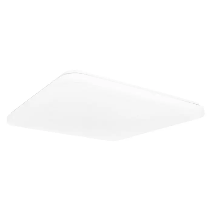 Ledvance LED-Deckenleuchte - 42 W, L x B x H: 53 x 53 x 8,5 cm, Weiß, Mehrfarbig - Eine quadratische, weiße Deckenleuchte mit abgerundeten Ecken vor schwarzem Hintergrund. Sie sorgt für eine gleichmäßige Beleuchtung im Raum.