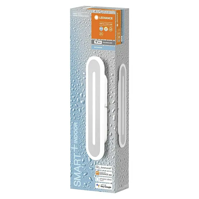 Ledvance Smart+ WiFi LED-Wandleuchte - 13 W, L x B x H: 30 x 7 x 5 cm, Weiß, Warmweiß - LEDVANCE ORBIS Bath Smart+ Indoor Leuchte. Die Lampe ist dimmbar und hat 1200 Lumen bei 13W LED Leistung. Wasserspritzergeschützt.