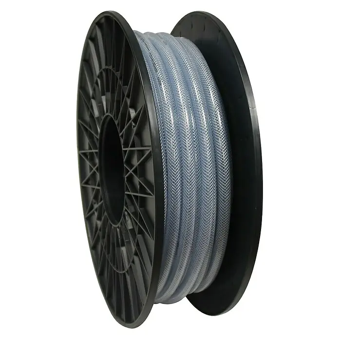 Fitt Manguera de PVC a metros Refittex Cristallo - Diámetro: 16 mm - Manguera transparente enrollada en un carrete negro. Ideal para diversas aplicaciones, robusta y flexible.