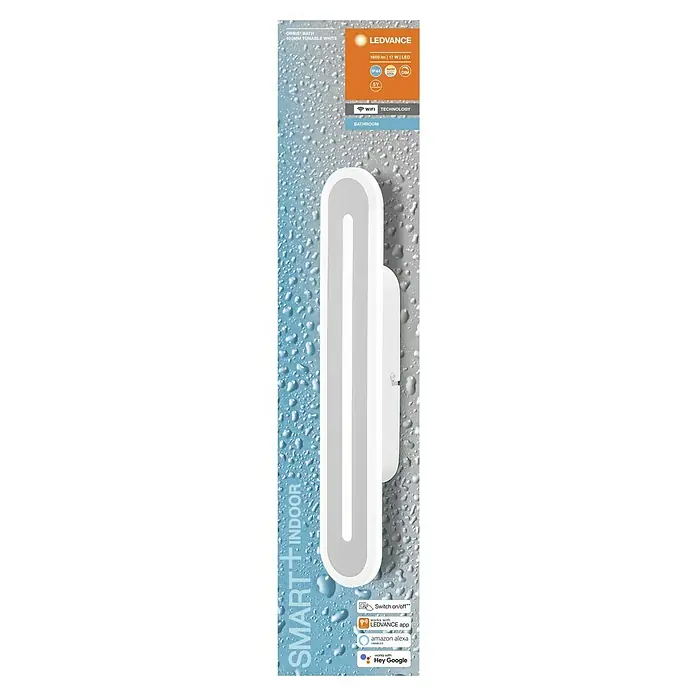 Ledvance Smart+ WiFi LED-Wandleuchte - 17 W, L x B x H: 40 x 7 x 5 cm, Weiß, Warmweiß - Abbildung einer LEDVANCE Badezimmerleuchte.