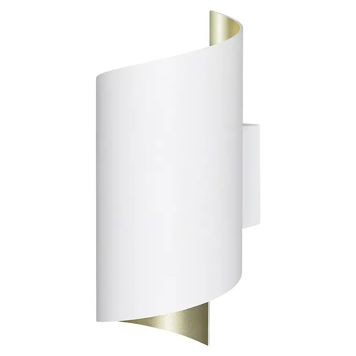Ledvance Smart+ WiFi LED-Wandleuchte - 12 W, L x B x H: 12,7 x 9,5 x 23 cm, Weiß, Warmweiß - Elegante Wandleuchte mit geschwungenem Design in Weiß und Gold, die jedem Raum einen Hauch von modernem Stil verleiht.