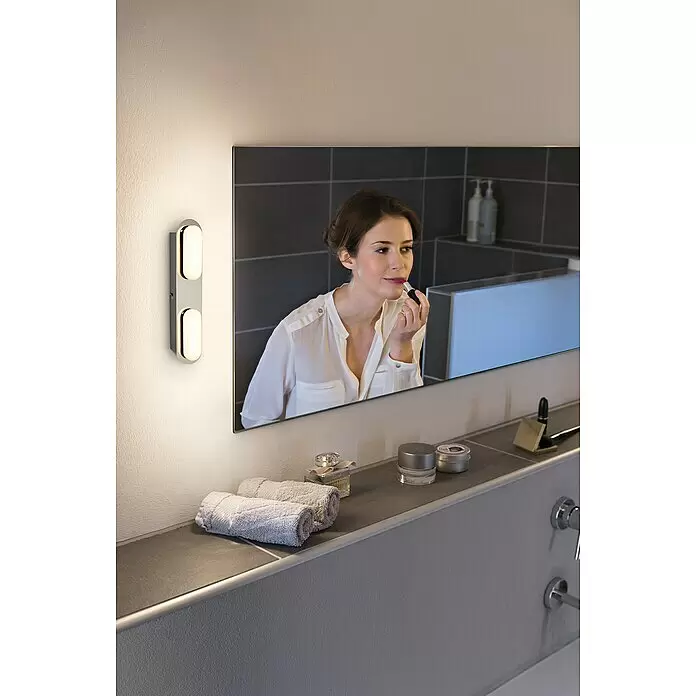Ledvance LED-Wandstrahler - 15 W, L x B x H: 29,5 x 6 x 5,8 cm, Silber, Mehrfarbig, 2 Stk. - Anwendungsbeispiel