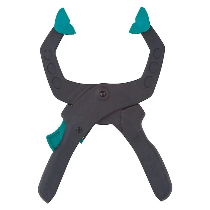 Wolfcraft Abrazadera de trinquete 1 FZR 40 - Anchura de sujeción: 40 mm - Un sargento de apriete con una sola mano Wolfcraft negro con detalles verdes, ideal para fijar piezas de trabajo de forma rápida y segura.