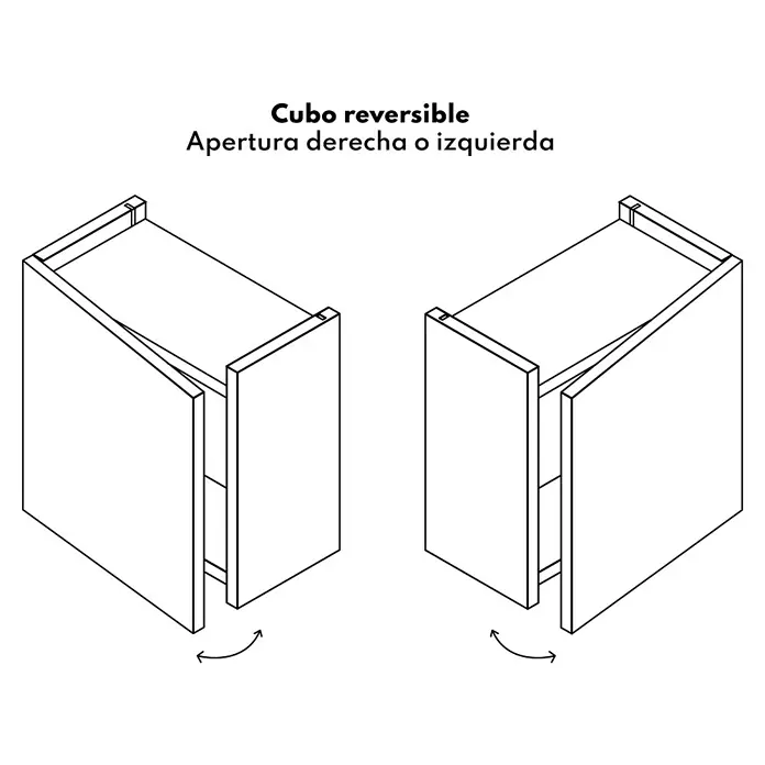 Artysan Armario colgante de baño Cubo - L x An x Al: 16,6 x 30 x 30 cm, Nature - Imagen de un armario reversible, capaz de abrirse tanto desde la izquierda como desde la derecha. Su diseño modular permite un uso versátil.