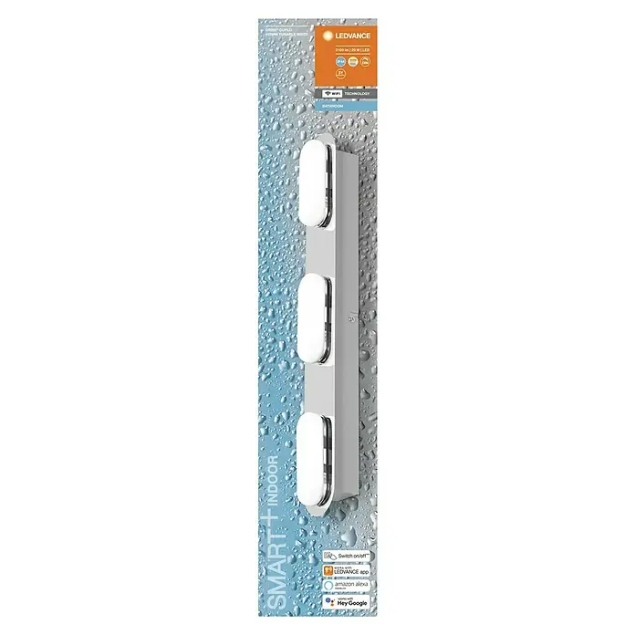 Ledvance LED-Wandstrahler - 20 W, L x B x H: 44,5 x 6 x 5,8 cm, Silber, Mehrfarbig, 3 Stk. - LEDVANCE SMART+ INDOOR Orbis Duplo: Eine moderne, intelligente Badezimmerleuchte mit einstellbarem Weißton für stimmungsvolle Beleuchtung.