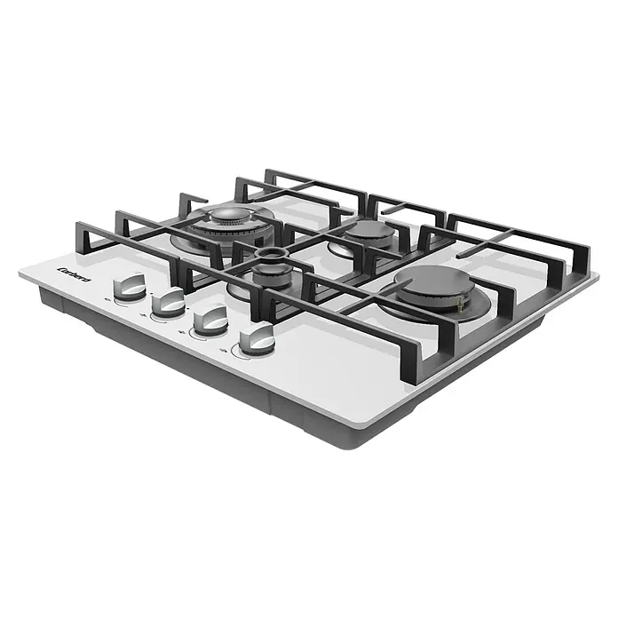 Corberó Placa de cocción de cristal CPCGM4F4122W - L x An: 52 x 60 cm, Número de quemadores de gas: 4 ud. - Encimera de gas Cerbero con cuatro quemadores y robustas rejillas de hierro fundido, ideal para cualquier cocina, ofreciendo control preciso y fácil operación.