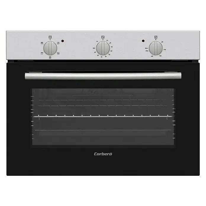 Corberó Horno empotrado CCHCV4521M - Volumen horno: 50 l, Número de tipos de calentamiento: 5 ud. - Imagen de un horno encastrable Corberó. La parte frontal es negra y los controles se encuentran en la parte superior.
