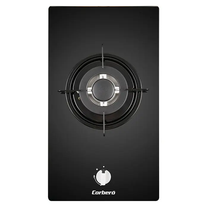Corberó Placa de cocción de cristal CPCGY101DN - L x An: 52 x 32 cm, Número de quemadores de gas: 1 ud. - Encimera de gas negra Corberó con un quemador. La encimera es moderna y elegante.