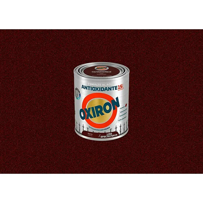 Oxiron Esmalte para metal Antioxidante Eco - Marrón, 750 ml - Primer plano de una lata de pintura antioxidante Oxiron en marrón oscuro, ideal para proteger y colorear superficies metálicas.