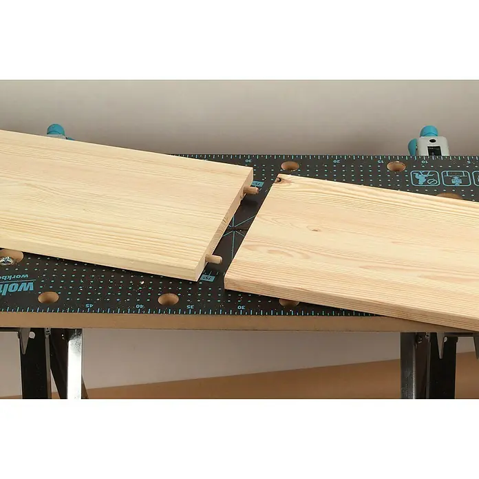 Wolfcraft Guía para espigas - Plástico, Topes integrados - Unión de espiga que conecta dos tablas de madera en un banco de trabajo, proporcionando una unión fuerte y precisa para proyectos de carpintería.