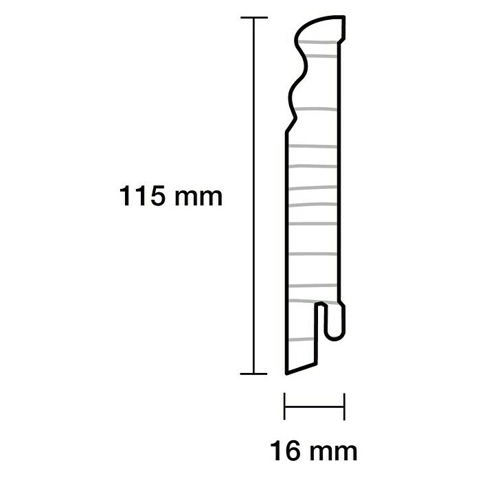 Sockelleiste (240 cm x 16 mm x 115 mm, Fichte, Weiß) | BAUHAUS