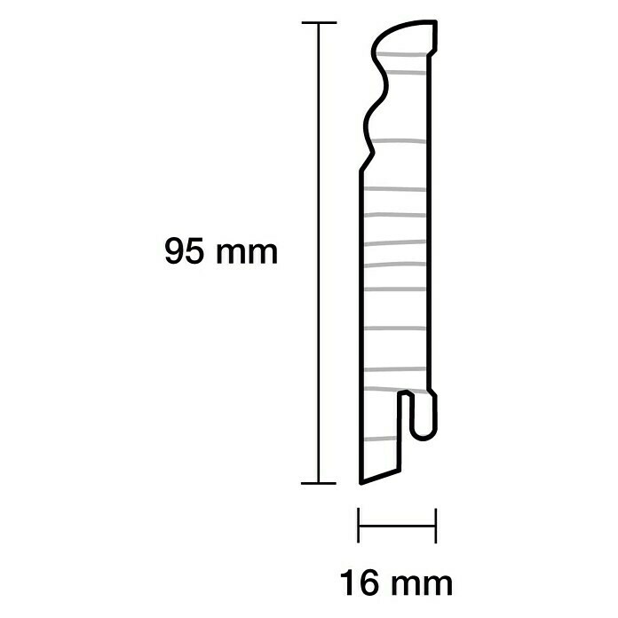 Sockelleiste (240 cm x 16 mm x 95 mm, Fichte, Weiß) | BAUHAUS