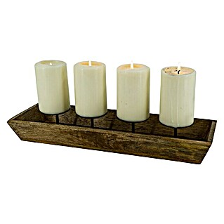 Adventskranz Holz Kerzenschale (Länge: 14,5 cm, Breite: 5,5 cm, Höhe: 6 cm, Holz, Braun)