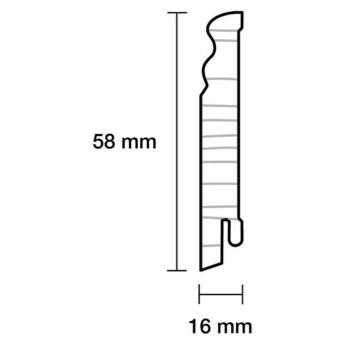 Sockelleiste (240 cm x 16 mm x 58 mm, Fichte, Weiß) | BAUHAUS