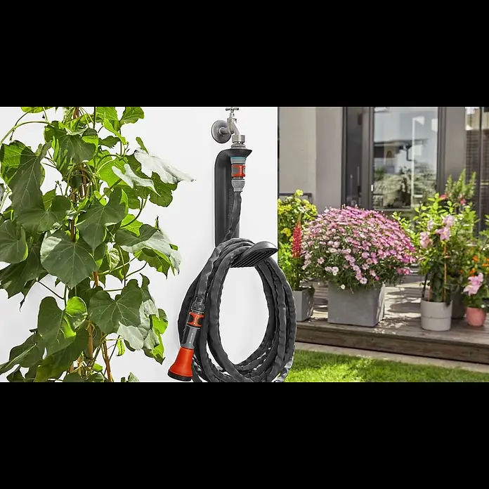 Gardena Wand-Schlauchhalterung TapFix - Passend für: Gardena Textilschlauch Liano bis 20 m, Kunststoff - Die Liano Schlauchaufbewahrung TapFix + 10 m Liano Set