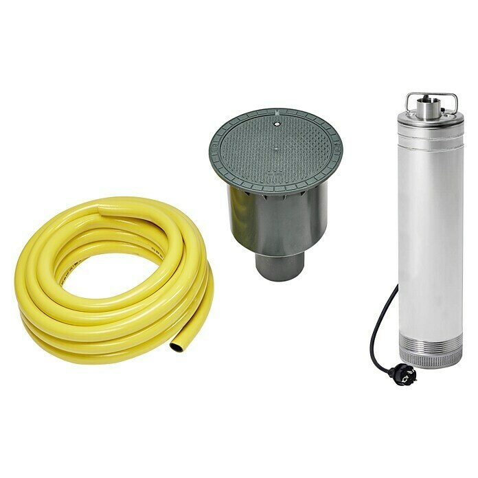 4rain Regenwassertank Komplettpaket Compact1.600 l, Kunststoff, Anschlussbohrung Diagonal View