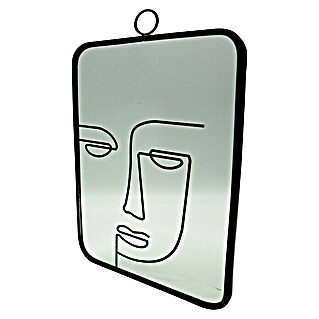 Wandspiegel Face (36,5 x 1 cm, Schwarz, Rechteckig)