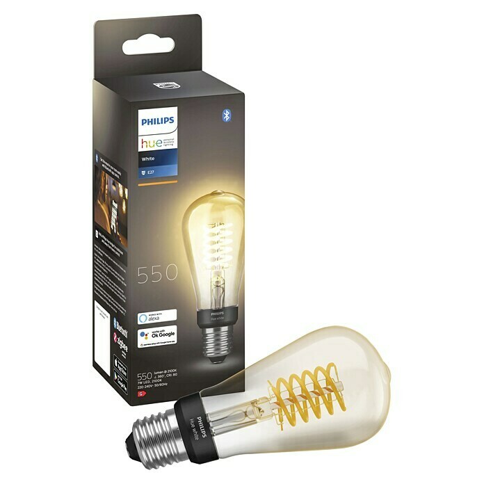 Philips Hue Lampadina a LED White Filament (7 W, bianco caldo, ST64,  dimmerabile)