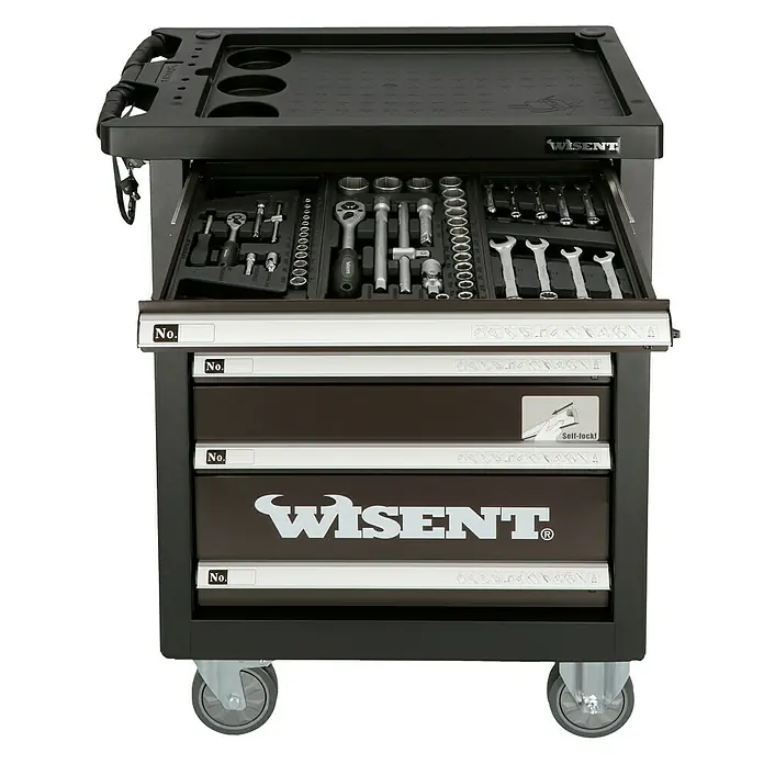 Wisent Werkstattwagen WW 5000 - L x B x H: 77,5 x 47 x 97,5 cm, Anzahl Schubladen: 7 Stk., 70 -tlg. - Ein rollbarer Werkzeugwagen von Wisent mit Schubladen und Werkzeugen für die Werkstatt oder Garage.