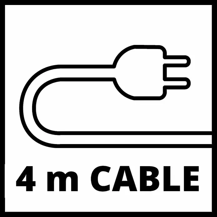 Einhell Martillo perforador TE-DH 5 - 750 W, 5 J, Alojamiento SDS-Plus - Ilustración de un símbolo que representa un cable de 4 m, utilizado comúnmente para dispositivos que necesitan alimentación eléctrica.