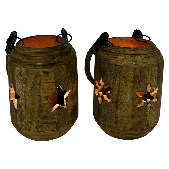 Windlicht Stern und Schneeflocke - Ø x H: 13 x 20 cm, Sortiert, 1 Stk. - Stimmungsaufnahme
