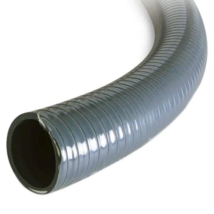 Tubo PVC flexible - Ø x L: 26 mm x 1 m, Plástico, Gris - Manguera de aspiración flexible gris con refuerzo en espiral para aplicaciones versátiles. Ideal para la industria y el hogar.