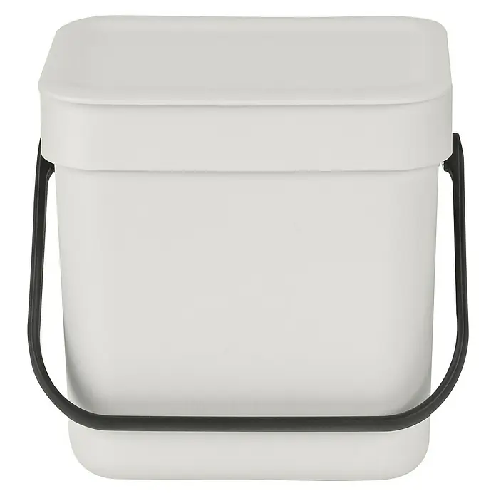 Brabantia Cubo de basura empotrado Sort & Go - 3 l, Plástico, Gris - El contenedor de compost blanco con tapa y asa es perfecto para recoger residuos orgánicos en la cocina.