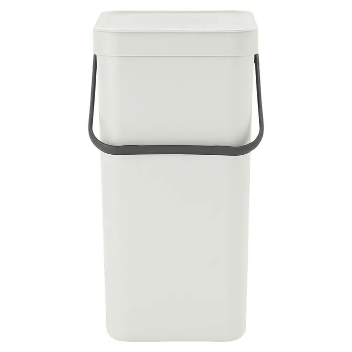Brabantia Cubo de basura empotrado Sort & Go - 16 l, Blanco, Plástico - Un cubo blanco con asa y tapa grises, perfecto para uso doméstico o jardinería. Cubo práctico y elegante.