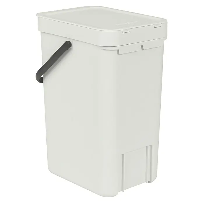 Brabantia Cubo de basura empotrado Sort & Go - 12 l, Blanco, Plástico - Cubo de compost blanco con tapa y asa gris para una fácil eliminación de residuos orgánicos.