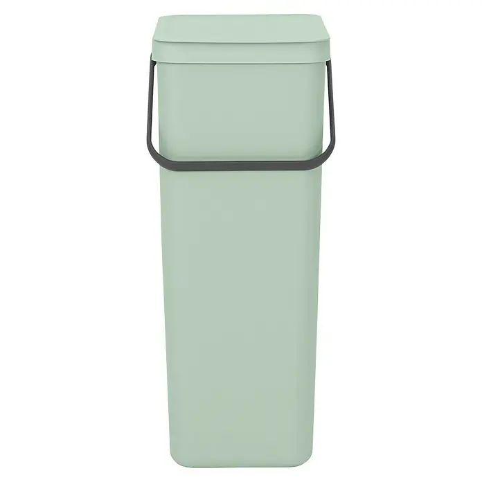 Brabantia Cubo de basura empotrado Sort & Go - 40 l, Verde, Plástico - Un cubo de basura verde con tapa y asa. La papelera rectangular tiene bordes redondeados. Perfecto para la cocina o el baño.