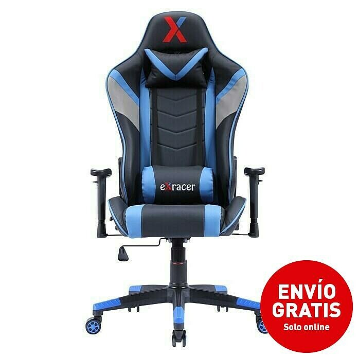 Silla de oficina Sam (Negro/Azul, Reposacabezas) | BAUHAUS