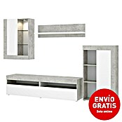 Dekit Conjunto mueble de salón Toki (Blanco/Cemento, Iluminación LED, 4 pzs.) | BAUHAUS