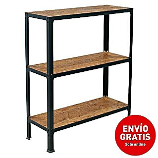 Simonrack Simonhome Estantería metálica Wood Mini (Al x An x Pr: 90 x 80 x 30 cm, Capacidad de carga por balda: 150 kg, Número de baldas: 3 ud., Inserción, Antracita/OSB)