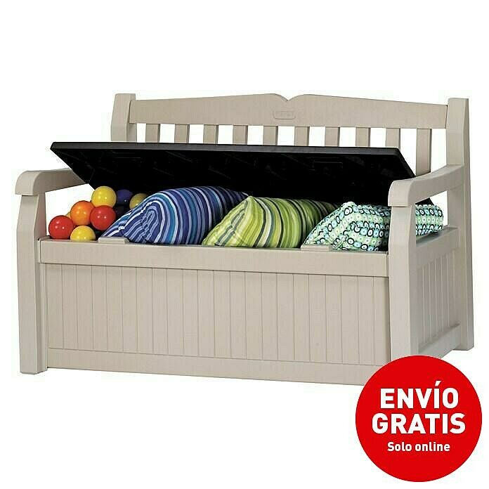 Keter Banco de jardín Eden (L x An x Al: 140 x 60 x 84 cm, Polipropileno, Beige/Marrón espresso)