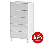 Cómoda Loft alta (L x An x Al: 40 x 61 x 117 cm, Blanco, Número de cajones: 5)